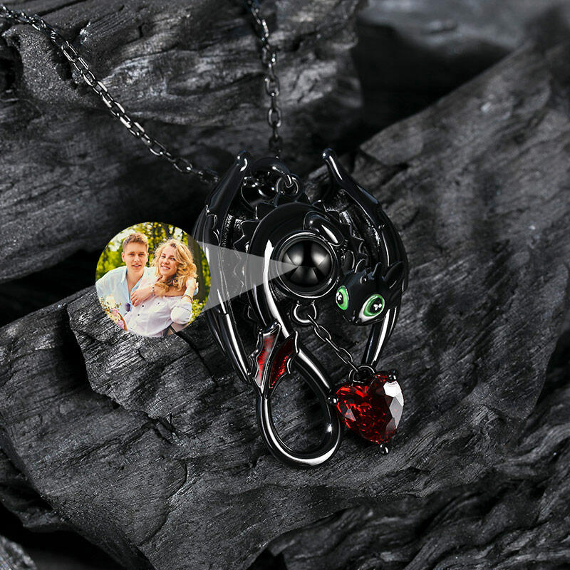 Jeulia "Your Dragon" Personalized Photo Projection Sterling Silver Necklace