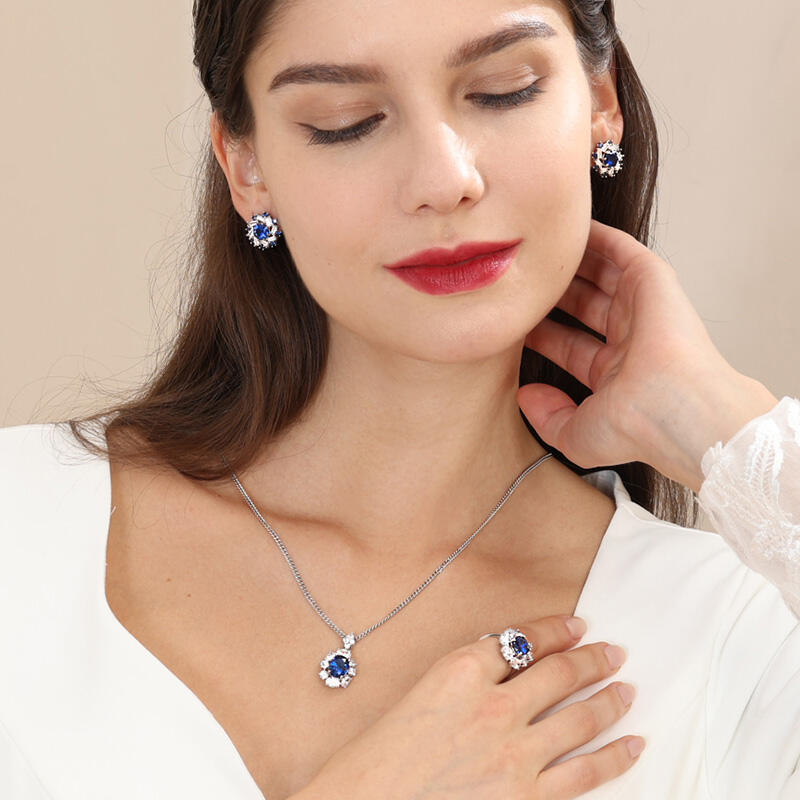 Jeulia Halo Round Cut Sterling Silver Stud Earrings