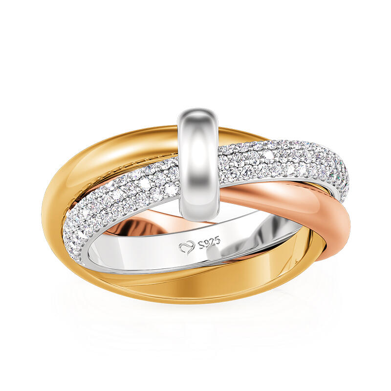 Jeulia Simple Trinity Wedding Band Sterling Silver