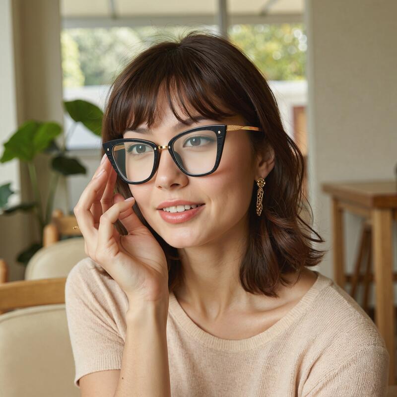 Daphne Cat Eye Schwarze Brille