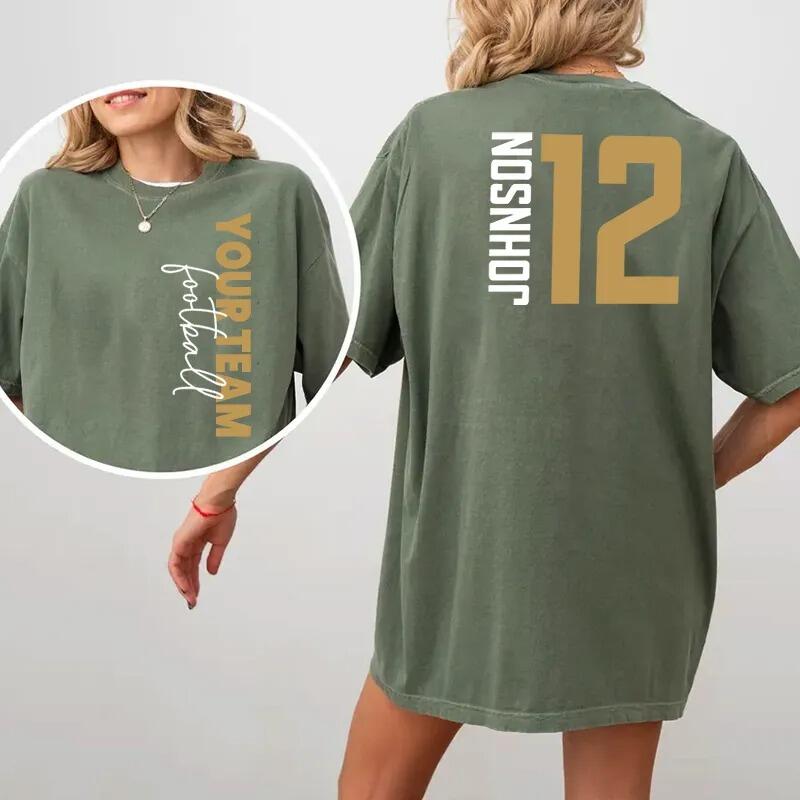 Personalized Washed T-shirt Custom Team Name and Player Message Unisex Design Gift for Sports Lover