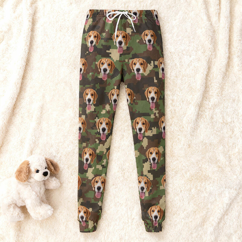 Pantaloni della tuta unisex personalizzati con foto personalizzata Design mimetico Regalo per gli amanti degli animali domestici