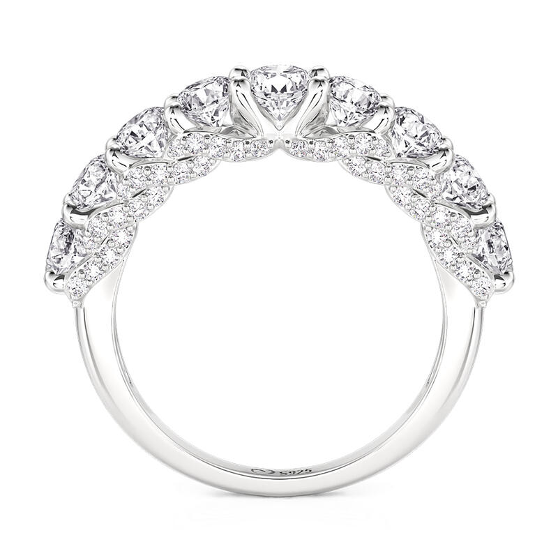 Jeulia Simple Hidden Halo Round Cut Wedding Band for Women