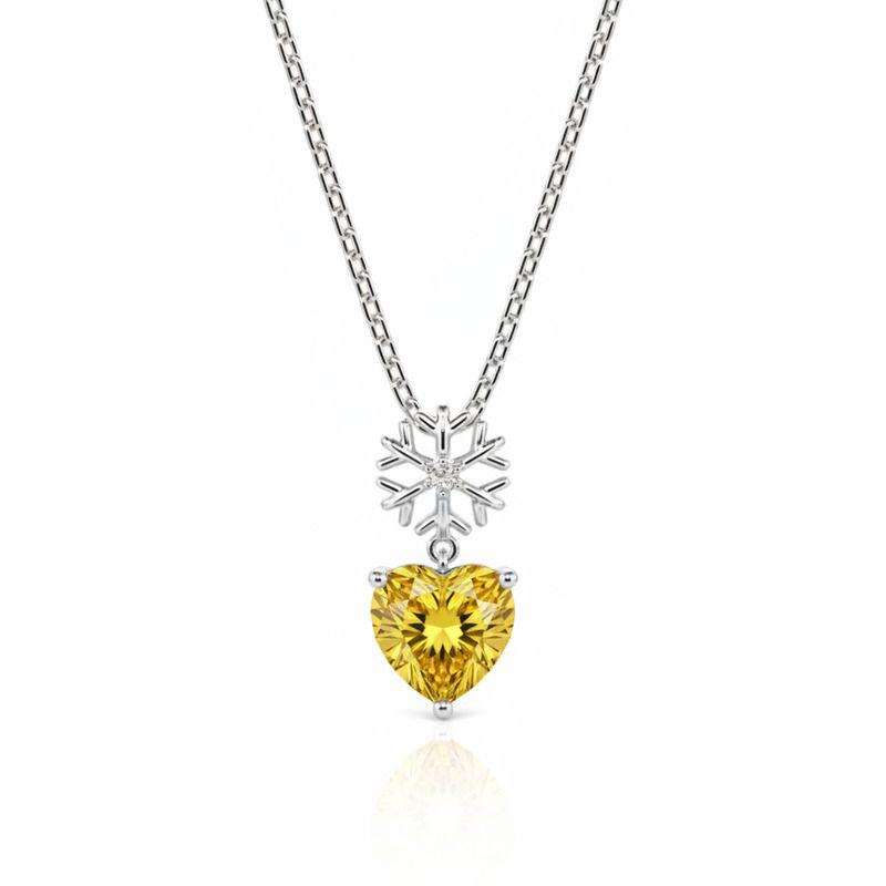 Jeulia Custom Snowflake Heart Birthstone Necklace