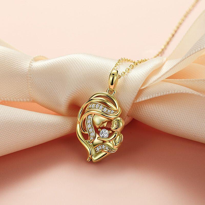 Custom Birthstone Gold Mother and Child Necklace