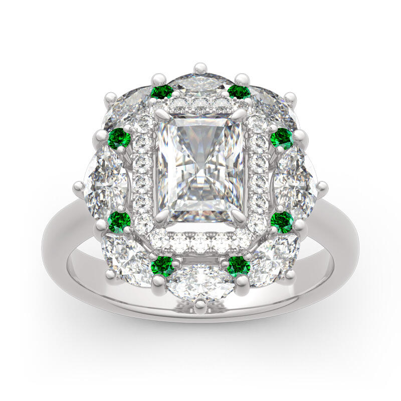 Jeulia Cinderella Halo Radiant Cut Sterling Silver Ring