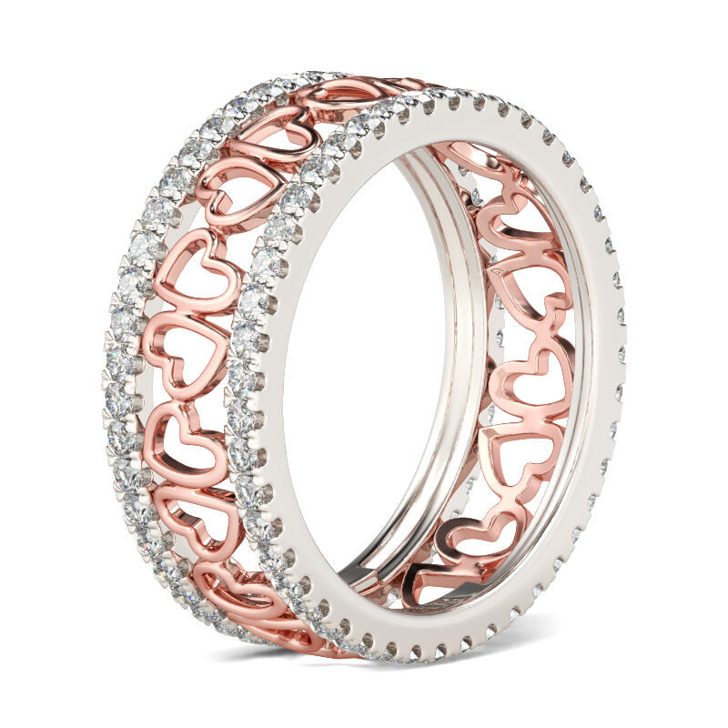 Jeulia Anillo Con Dos Tonos De Talla Cordiforme En Plata De Ley