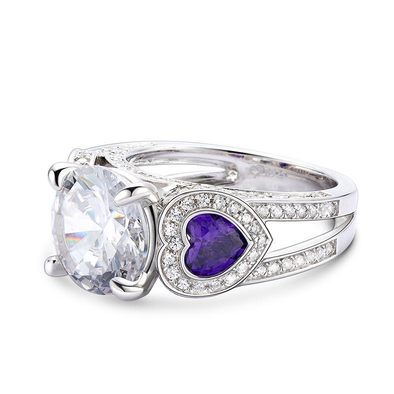 Jeulia Three Stone Round Cut Sterling Silver Ring