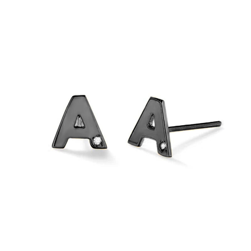 イニシャル 誕生石 ピアス 両耳用