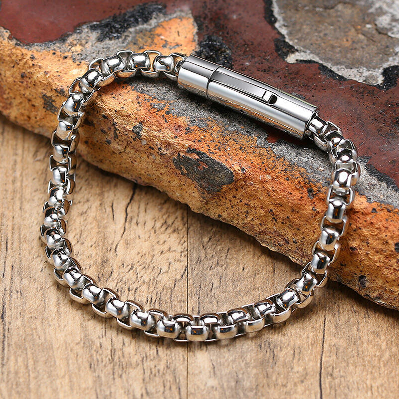 Jeulia Pulsera de hombre de acero inoxidable con cadena de perlas