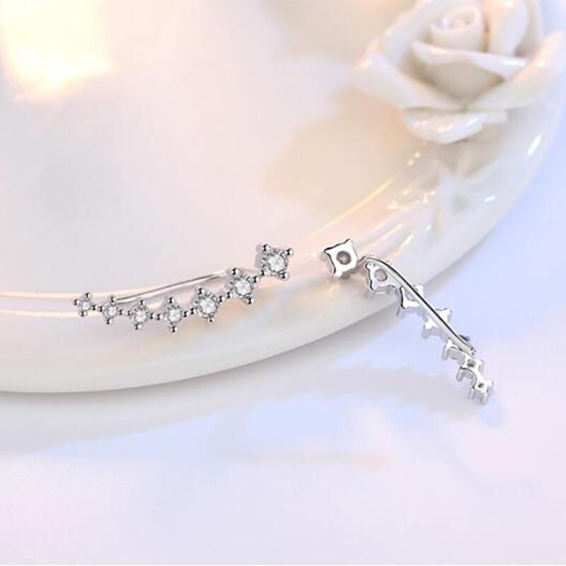 Jeulia Simple Classic Sterling Silver Earrings Climbers