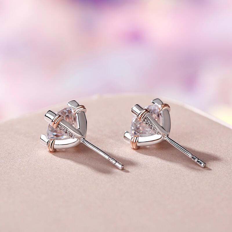 Jeulia Pendientes de plata de ley 925 personalizados de corte redondo bicolor