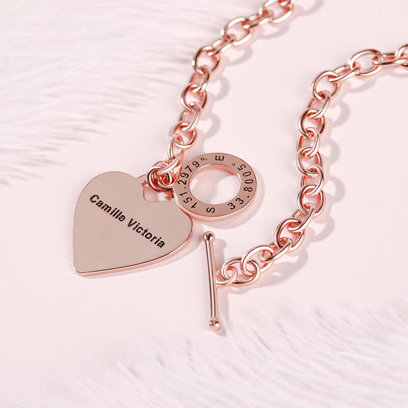 Jeulia Heart Personalized Sterling Silver Bracelet