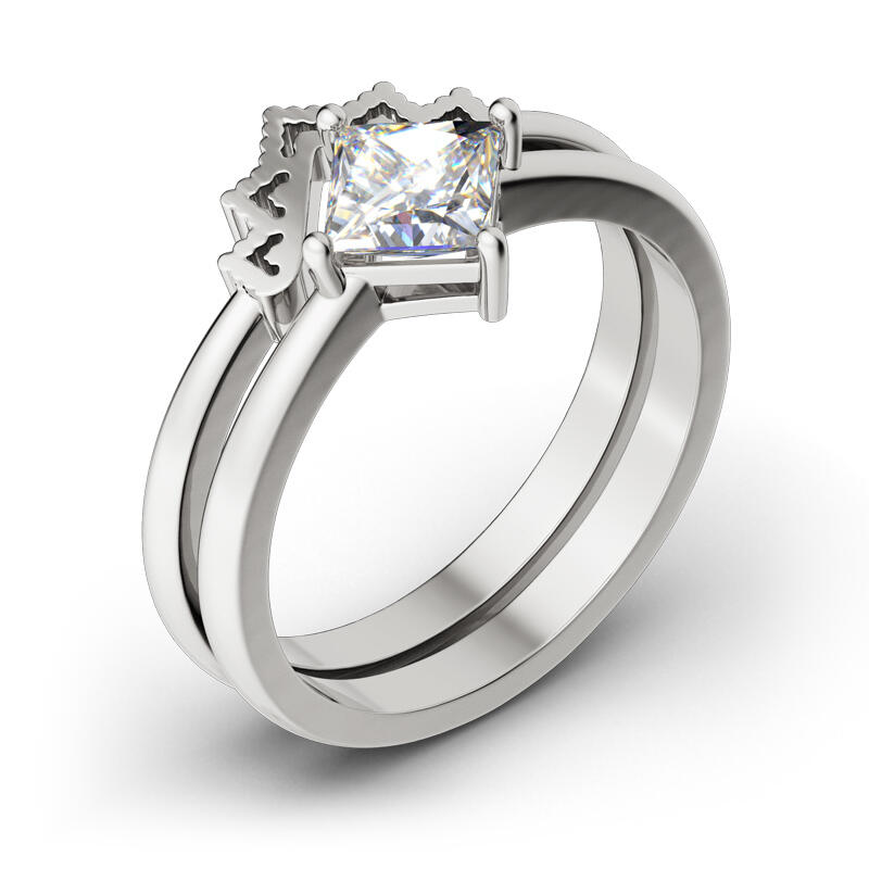 Jeulia Crown Sterling Silver Ring Set