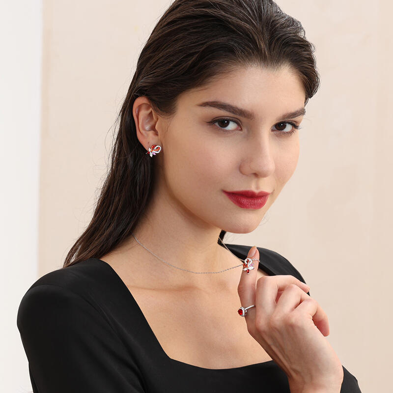 Jeulia "Soulmate" Double Heart Sterling Silver Necklace