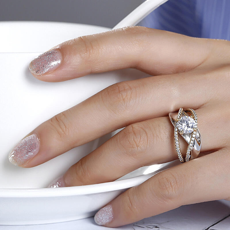 Jeulia tvådonad crossover -rundring i sterlingsilver