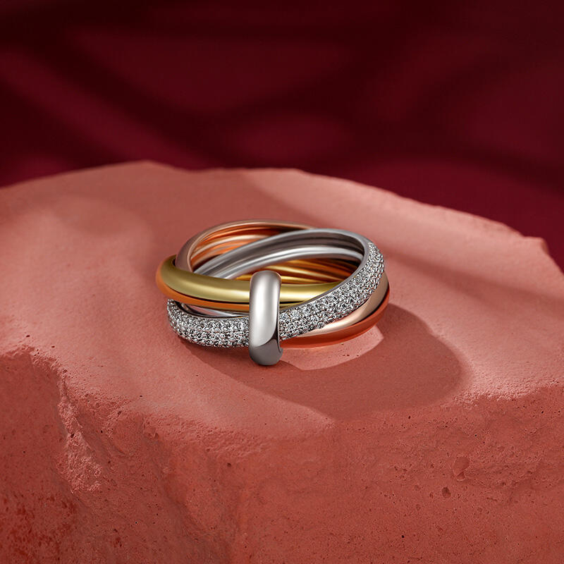 Jeulia Simple Trinity Wedding Band Sterling Silver