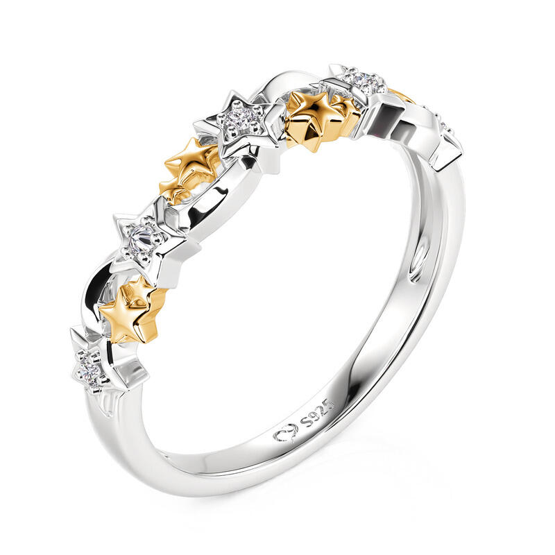 Jeulia Simple Fashion Two Tone Star Ring
