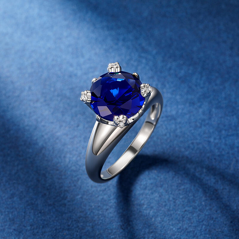 Jeulia Anillo de Compromiso Solitario Zafiro Corona