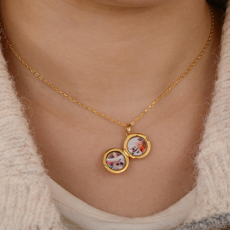 Jeulia Petland Collier Médaillon Photo Gravée Personnalisée Bulldog