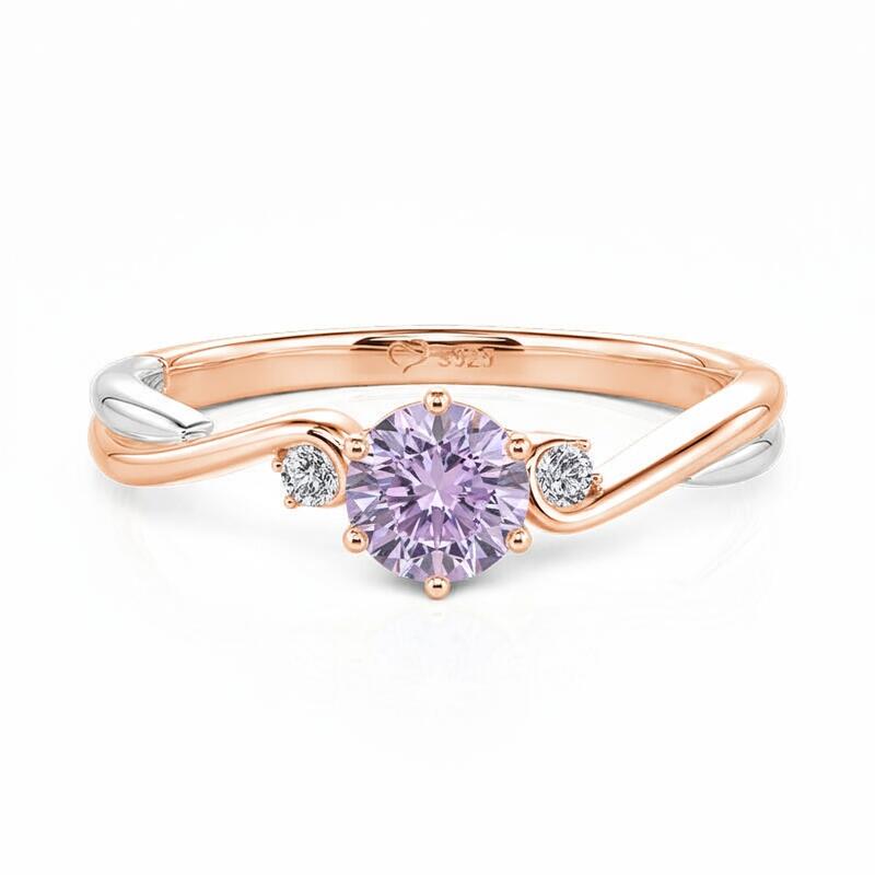 Jeulia Two Tone Three Stone Custom Birthstone Twist Ring