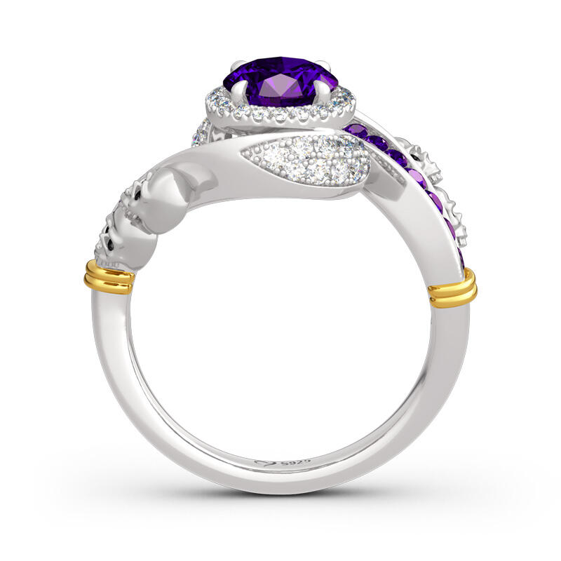 Jeulia スターリングシルバー ヘイロー ドクロ リング