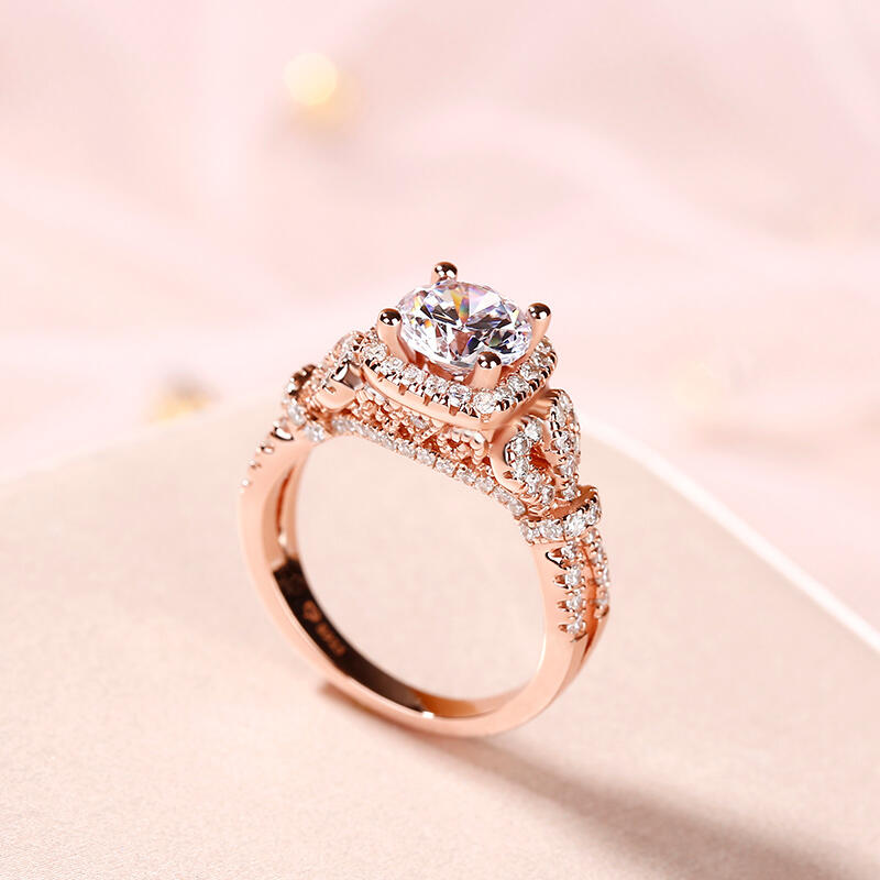 Jeulia Vintage Halo Round Cut Sterling Silver Ring