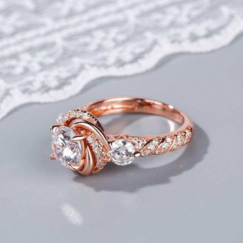 Jeulia フラワー ヘイロー ラウンドカット シルバー リング