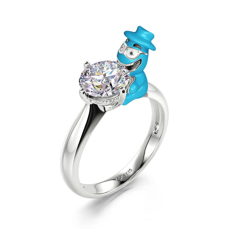 Jeulia Hug Me "Dreamer's Soul" Jazzman Round Cut Sterling Silver Ring