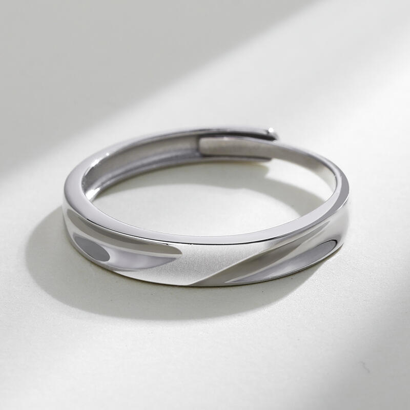 Jeulia Anillo con diseño sencillo de plata de ley de talla ajustable para hombre