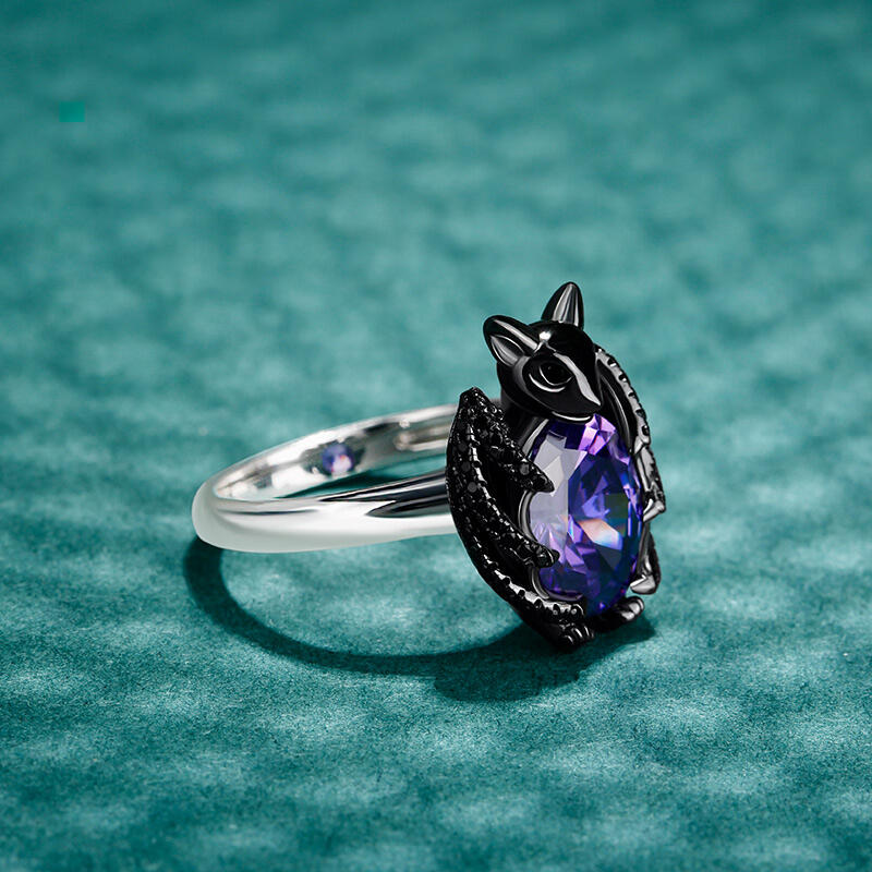 Jeulia オーバルカット コウモリ 蝙蝠デザイン シルバー リング