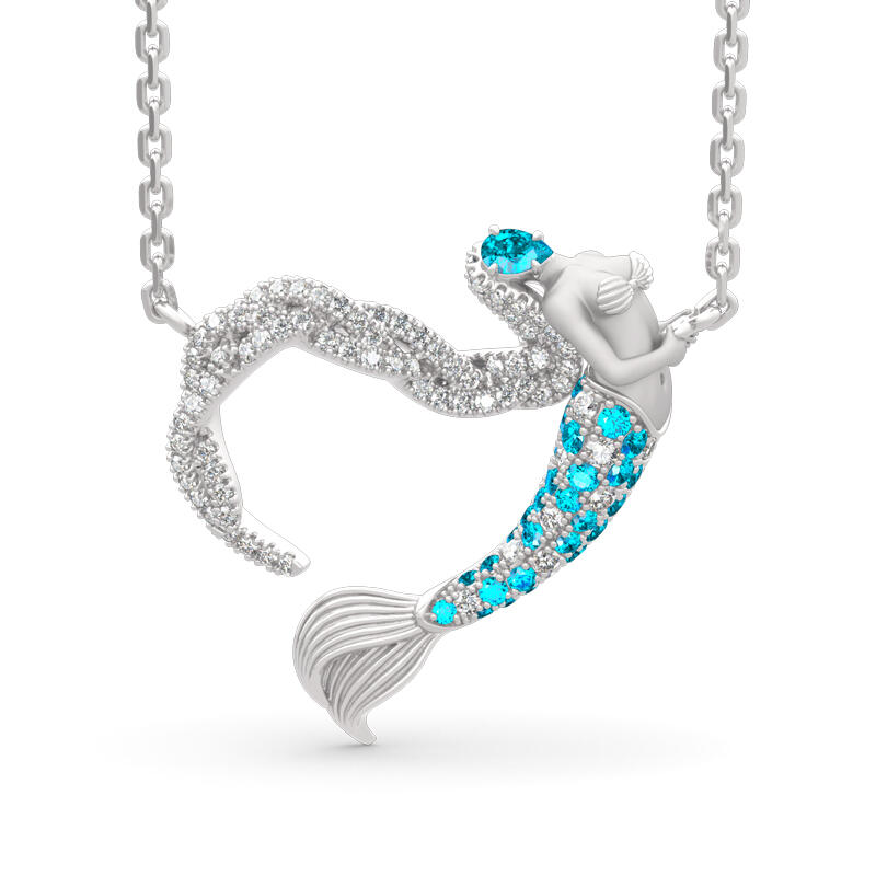 Jeulia "Ocean's Light" Sterling Silver Mermaid Gift Necklace for Valentine's Day