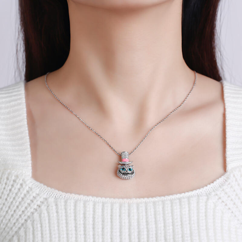 Jeulia "Appear and Disappear at Will" Cat Sterling Silver Necklace