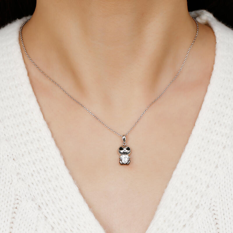 Jeulia Hug Me "Love Confession" Skull Heart Cut Sterling Silver Necklace