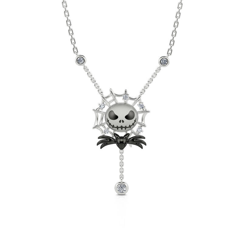 Jeulia Collar con colgante del diseño de calavera de plata de ley