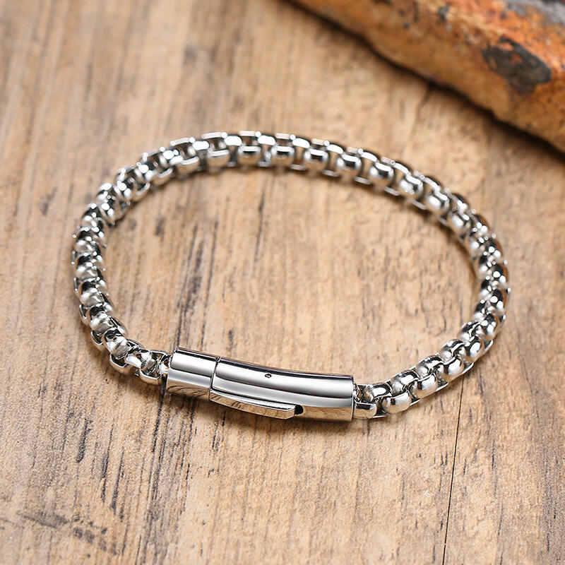 Jeulia Pulsera de hombre de acero inoxidable con cadena de perlas