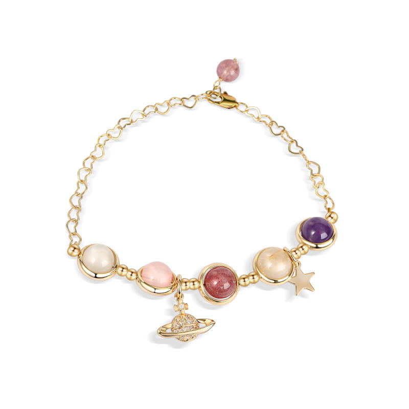 Jeulia "Wohlstand & Harmonie" Herzförmige Kette Planet Naturkristall Armband