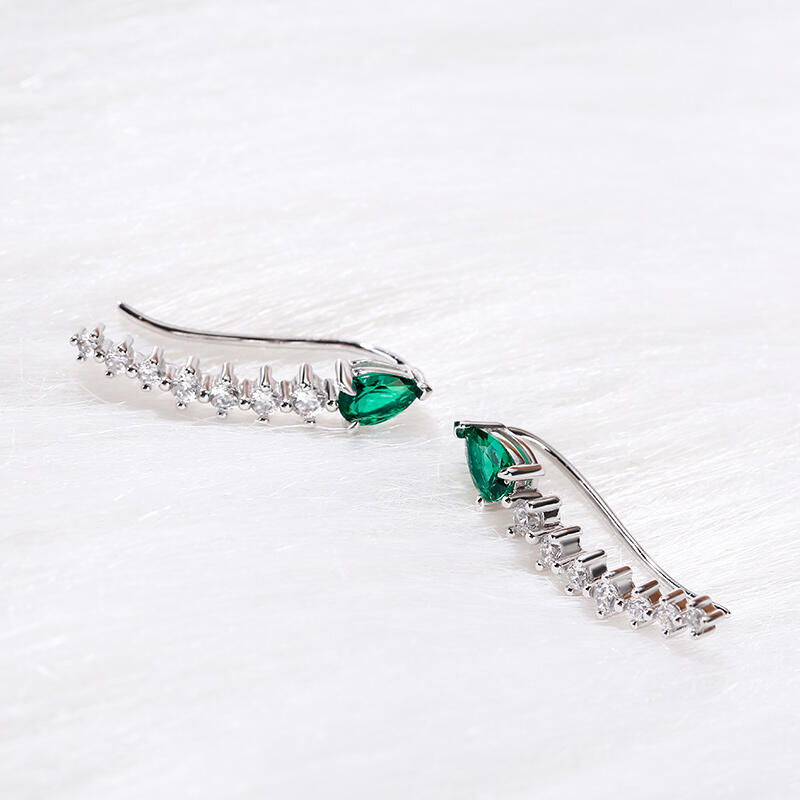 Jeulia Royal Emerald Green Climber Earrings