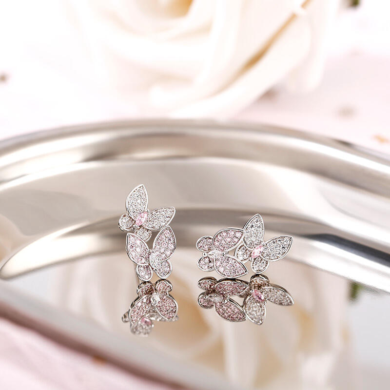 Jeulia "Spring is Coming" Two Butterfly Sterling Silver Earrings