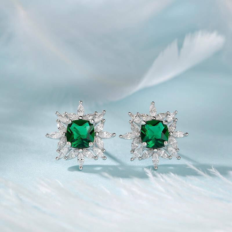 Jeulia Vintage Design Halo Cushion Cut Sterling Silver Stud Earrings