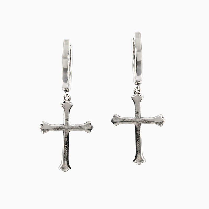 Jeulia "Sinner Cross" Sterling Silver Earrings
