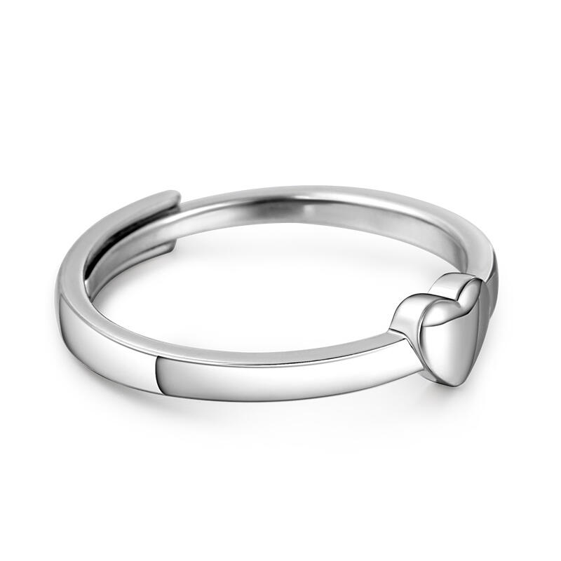 Jeulia "Vows of Love" Heart Design Adjustable Sterling Silver Women's Band