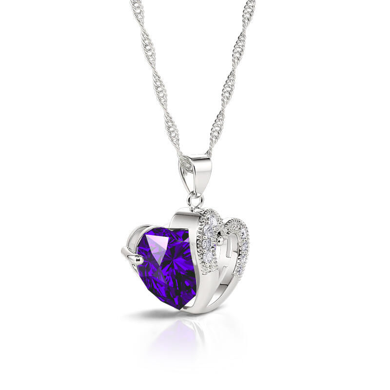 Jeulia Heart Cut Sterling Silver Pendant Necklace