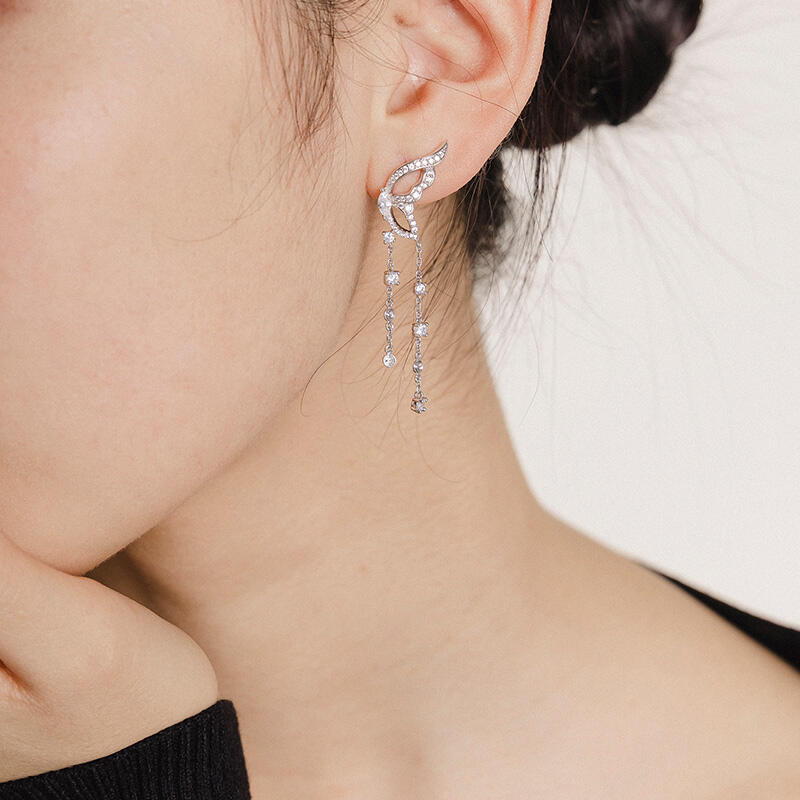 Jeulia Pendientes Colgantes de Plata de Ley con Diseño de Alas de Mariposa