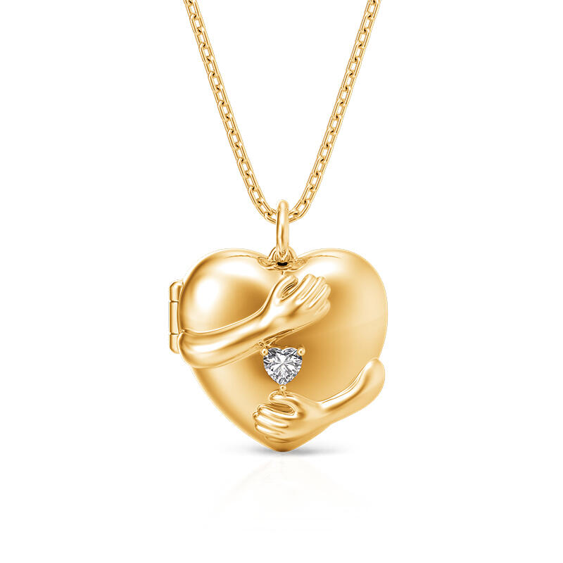 Jeulia Collier Médaillon Cœur Photo Personnalisé avec Gravure Câlin chaleureux