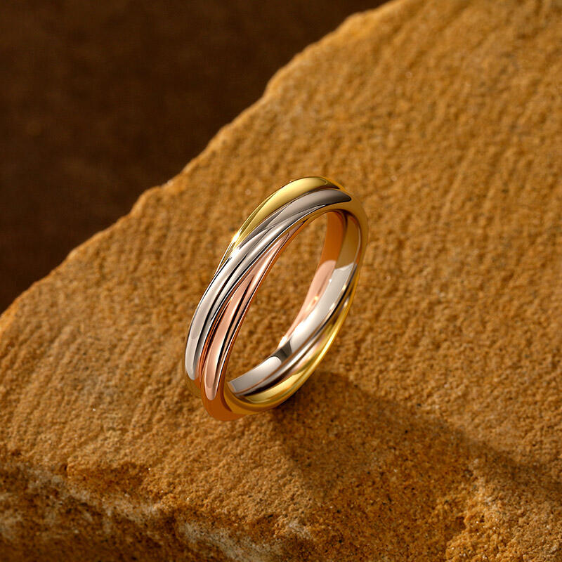 Jeulia Anillo Tricolor Diseño Cruzado para Hombre de Plata Esterlina