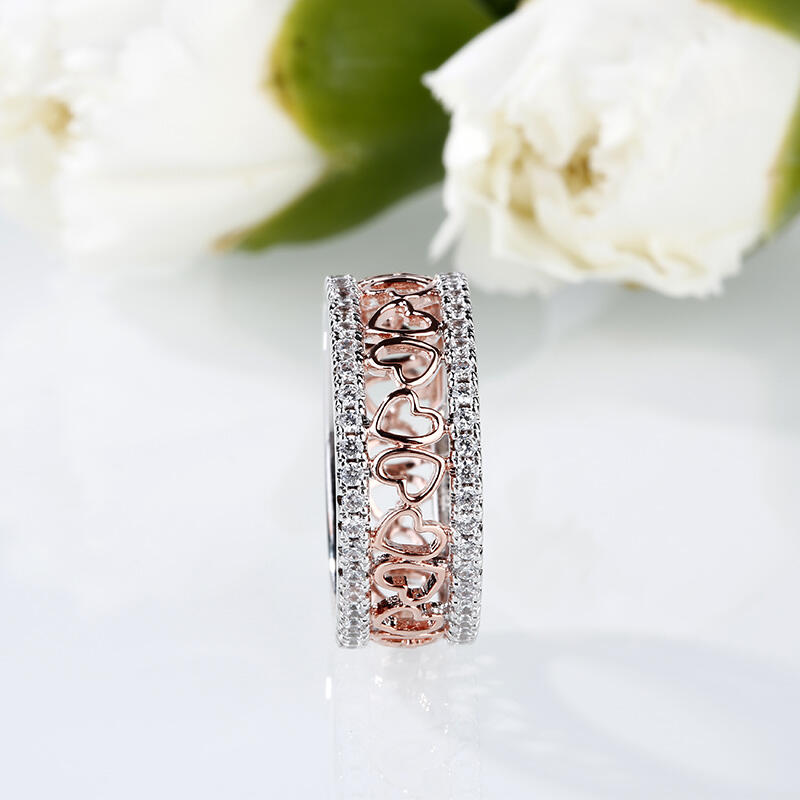 Jeulia Anillo Con Dos Tonos De Talla Cordiforme En Plata De Ley