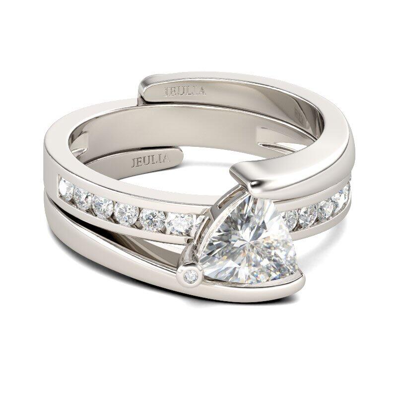 Jeulia Bypass Trillion Cut Sterling Silver Ring Set