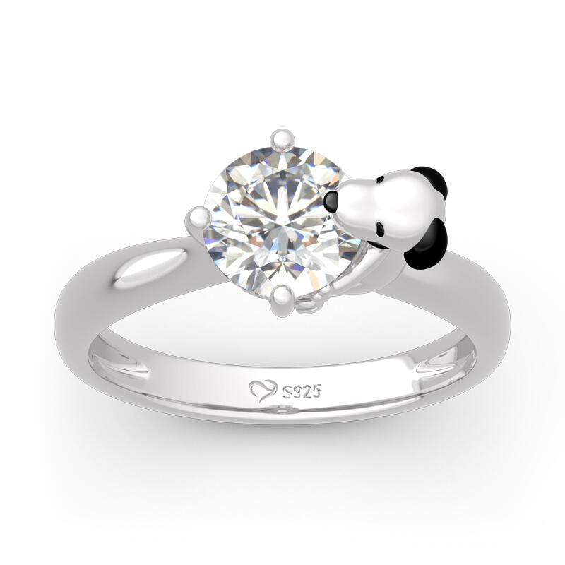 Jeulia Hug Me "Live in the Present" valp med runda snitt i sterlingsilver