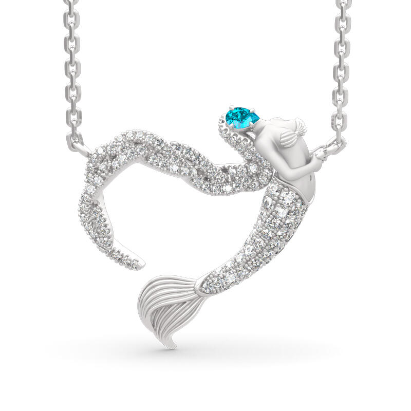 Jeulia "Ocean's Light" Sterling Silver Mermaid Gift Necklace for Valentine's Day